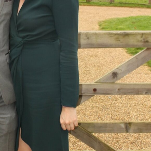 Aritzia Elegant Knot-Front Dress (Teal) - Picture 4 of 4